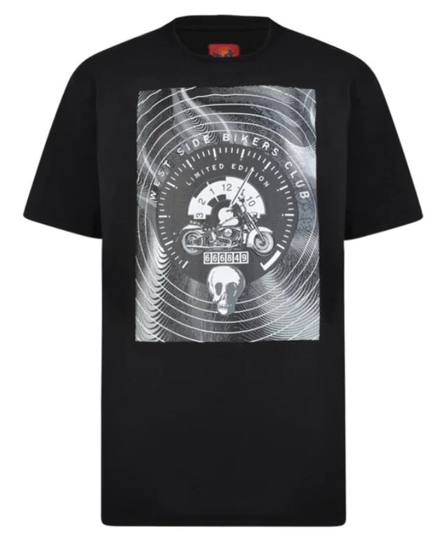 METAPHOR Mens Pure Cotton Motorcyle Tee Shirt 04012- size 2XL - 8XL,Black, White