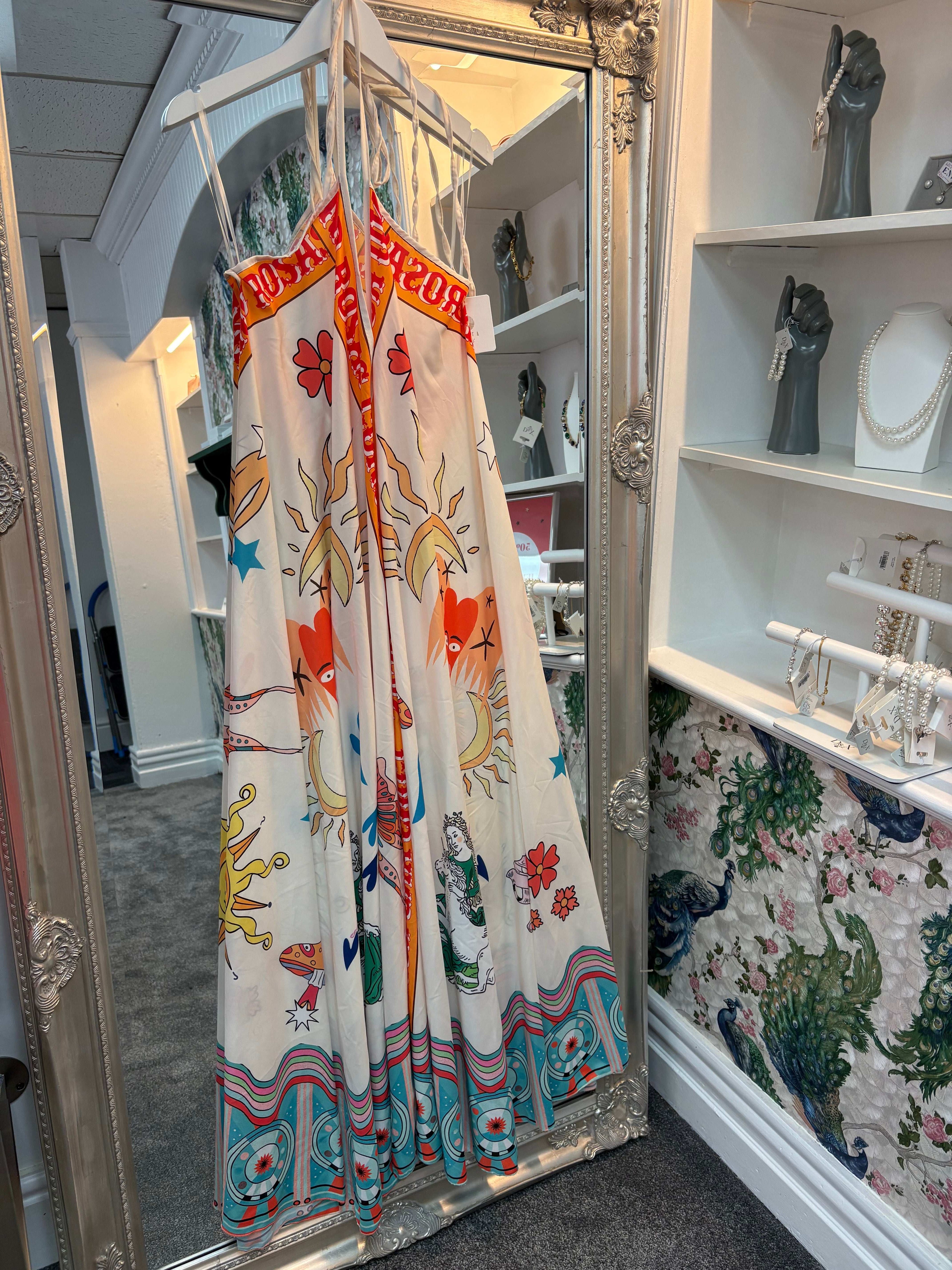 Guns and Rosas Unicorn Print Summer Maxi Dress – One Size (Fits UK 8–18)