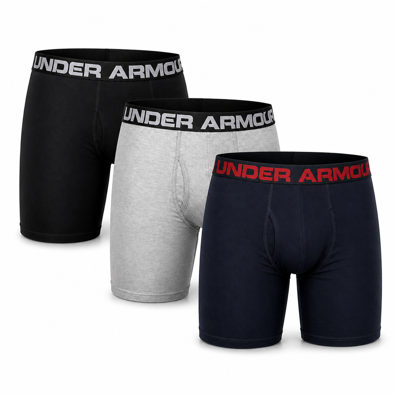 Under Armour 3 Pack Boxerjock 6” Charged Cotton Mens Boxers Shorts