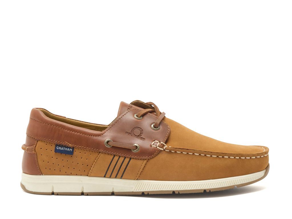 Chatham Nubuck & Leather Boat Shoes For Men - Brixham in Tan, 6-15