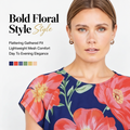 Yumi Womens Navy Poppy Floral Mesh Top Gathered Waist UK