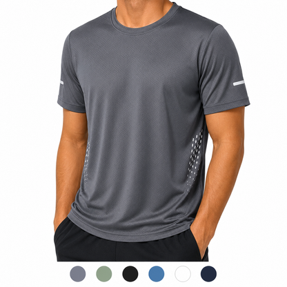 Mens Quick Dry Hiking T-Shirt Breathable Summer Sports Tee Polyester Gym