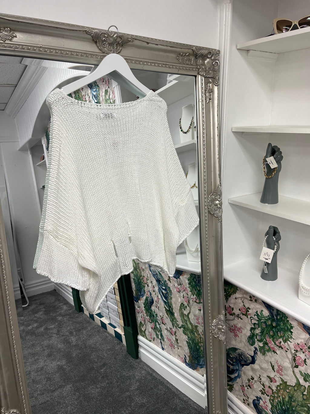 White Crochet Knit Top – One Size Fits UK 8–14