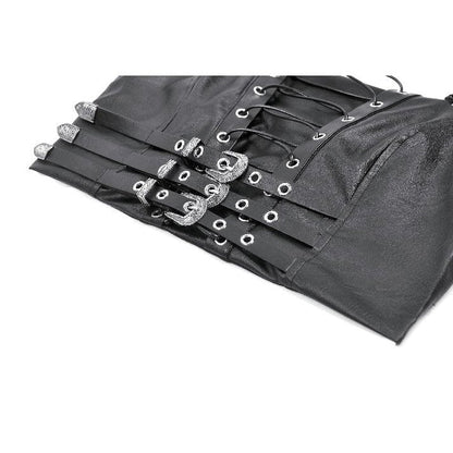 Dark in Love Ravena Buckled Faux Leather Corset Top