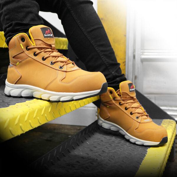 Rock Fall RF113 Sandstone Lightweight Honey Safety Boot in 6 to 12, Honey