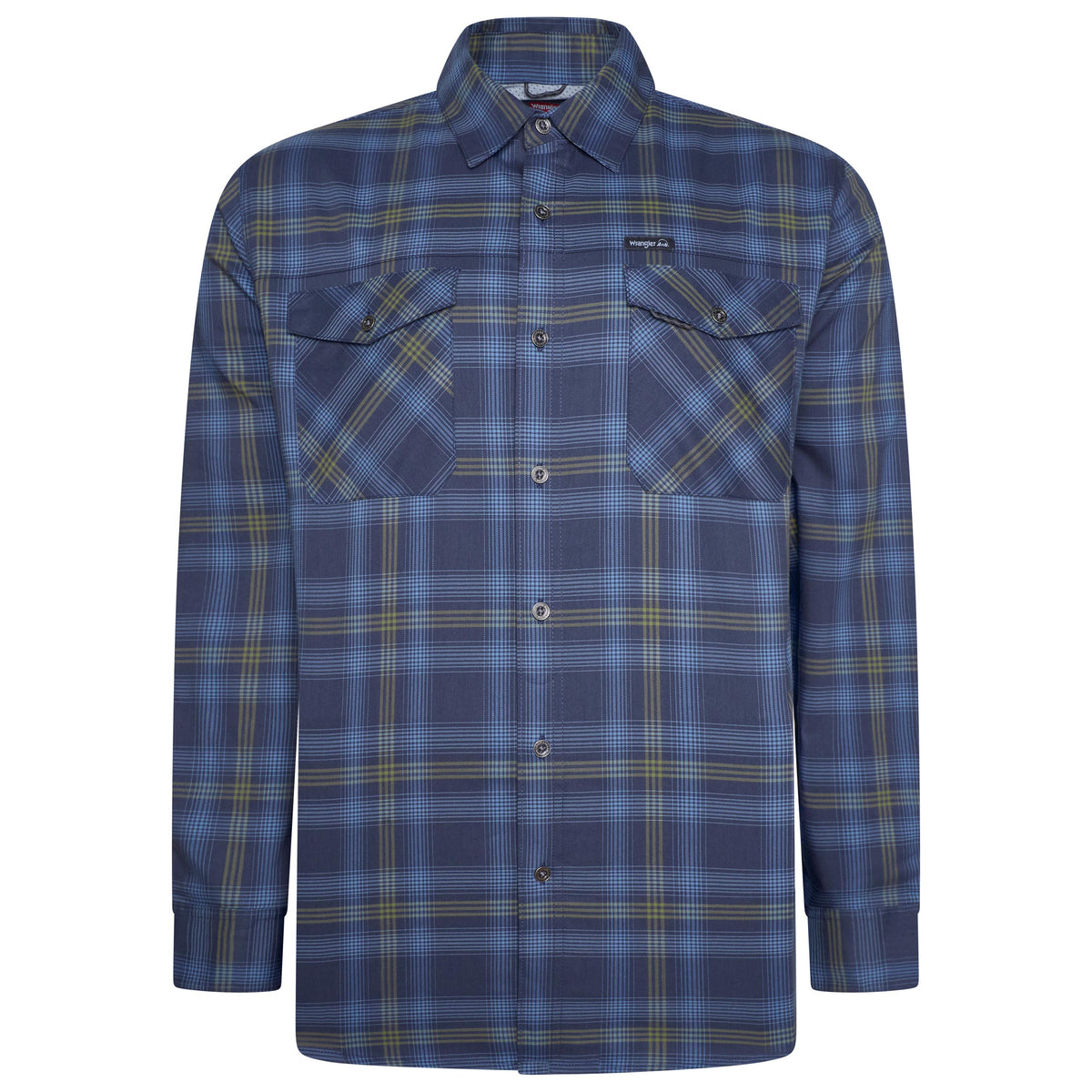 Wrangler Men's 2 Pocket Casual Utility Shirt | Navy & Green Check | L–2XL
