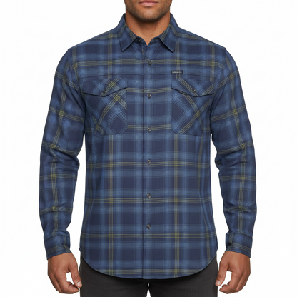 Wrangler Men's 2 Pocket Utility Shirt | Check | UPF 50+ Moisture Wicking | L-2XL