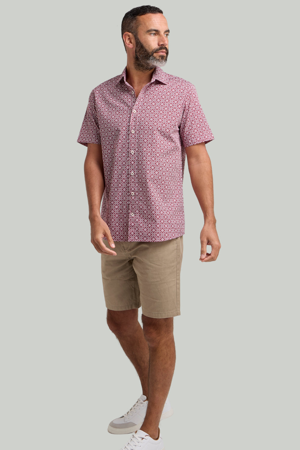 Double TWO Geometric Star Print Short Sleeve Shirt For Men in 2 Colours, M-5XL