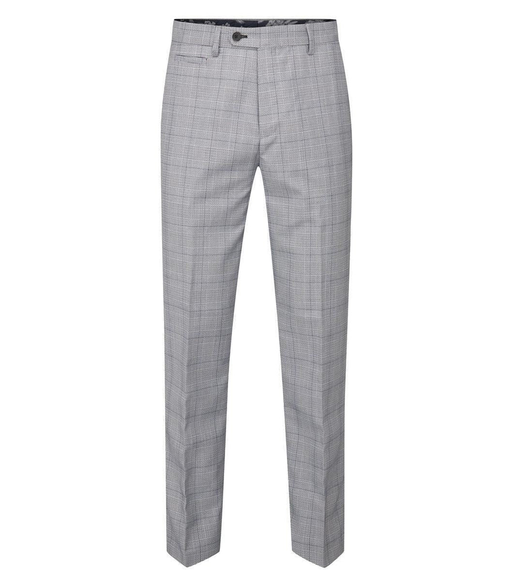 Skopes Men's Tailored Fit Anello Check Pattern Suit Trouser in Grey Waist 32 to 56