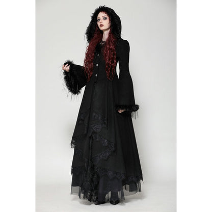 Dark in Love Eira Lace and Faux Fur Trimmed Hooded Coat - Size UK 10 Left Only!