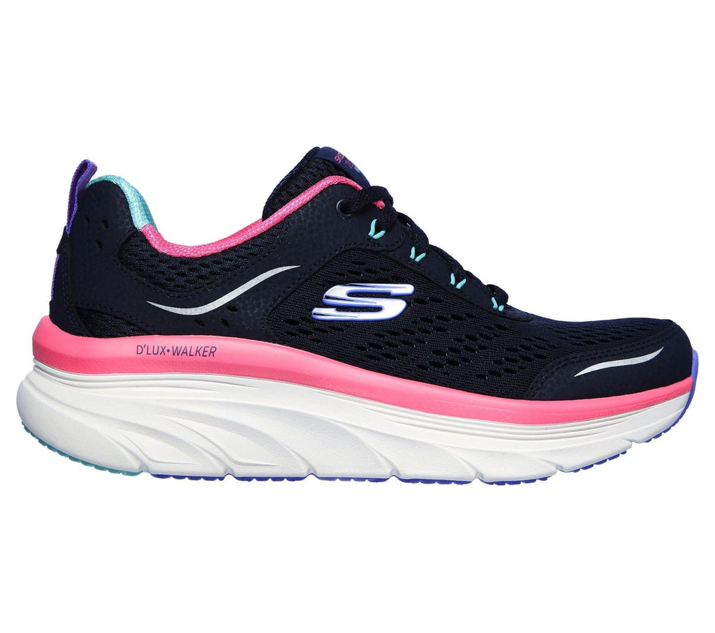 Skechers Relaxed Fit D'Lux Walker Infinite Motion Lace Up Sports Ladies Sports in Navy/Multi