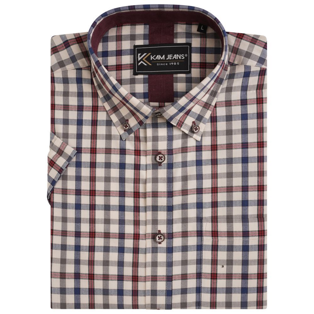 KAM Casual Short Sleeve Check Shirt for Mens KBS6282 in 4 Colours, 2XL-8XL