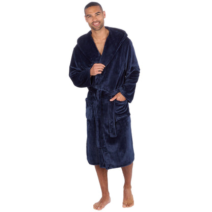 Cargo Bay Men's Soft Touch Fleece Hooded Dressing Gown with Front Pockets