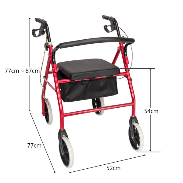 Ultra Lightweight Folding Rollator Walker – Adjustable, Portable Aid for Elderly