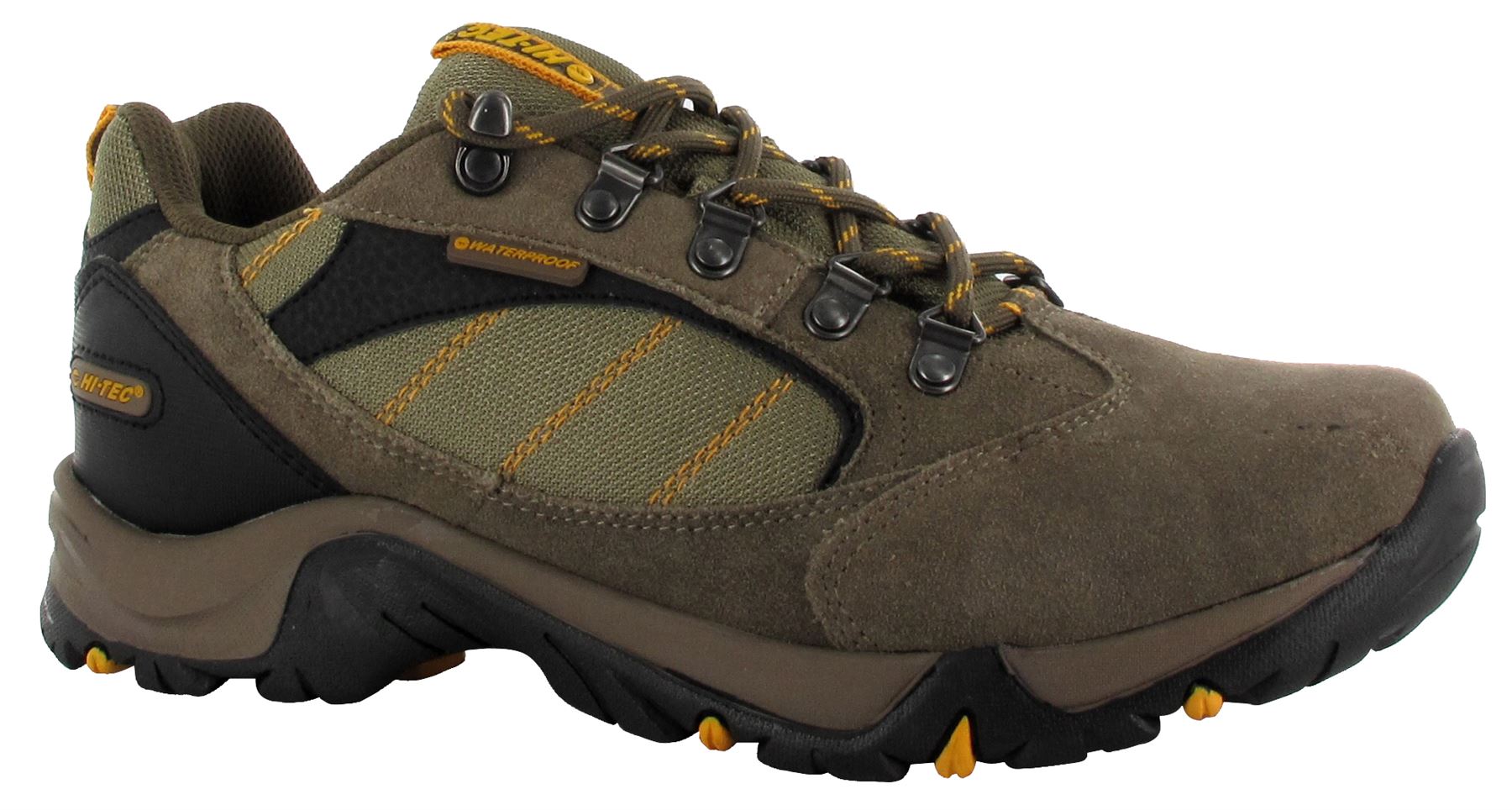 HI TECH EAGLE WATERPROOF WIDE MEN'S WALKING SHOE IN SMOKEY BROWN, TAUPE & GOLD UK7 EU(40) TO UK16 (EU50)