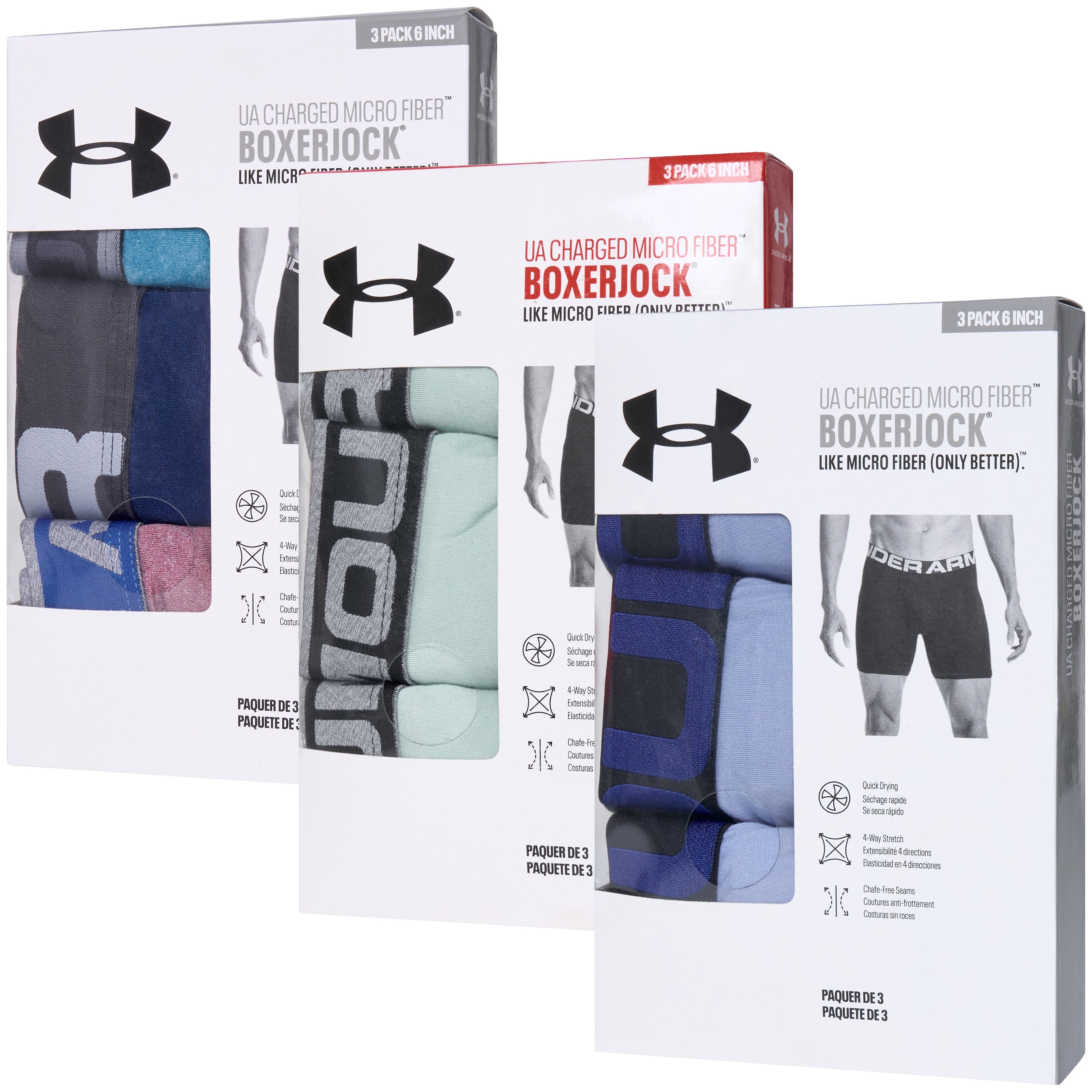 Under Armour 6" Charged Micro Fiber 3 Pack Boxerjocks