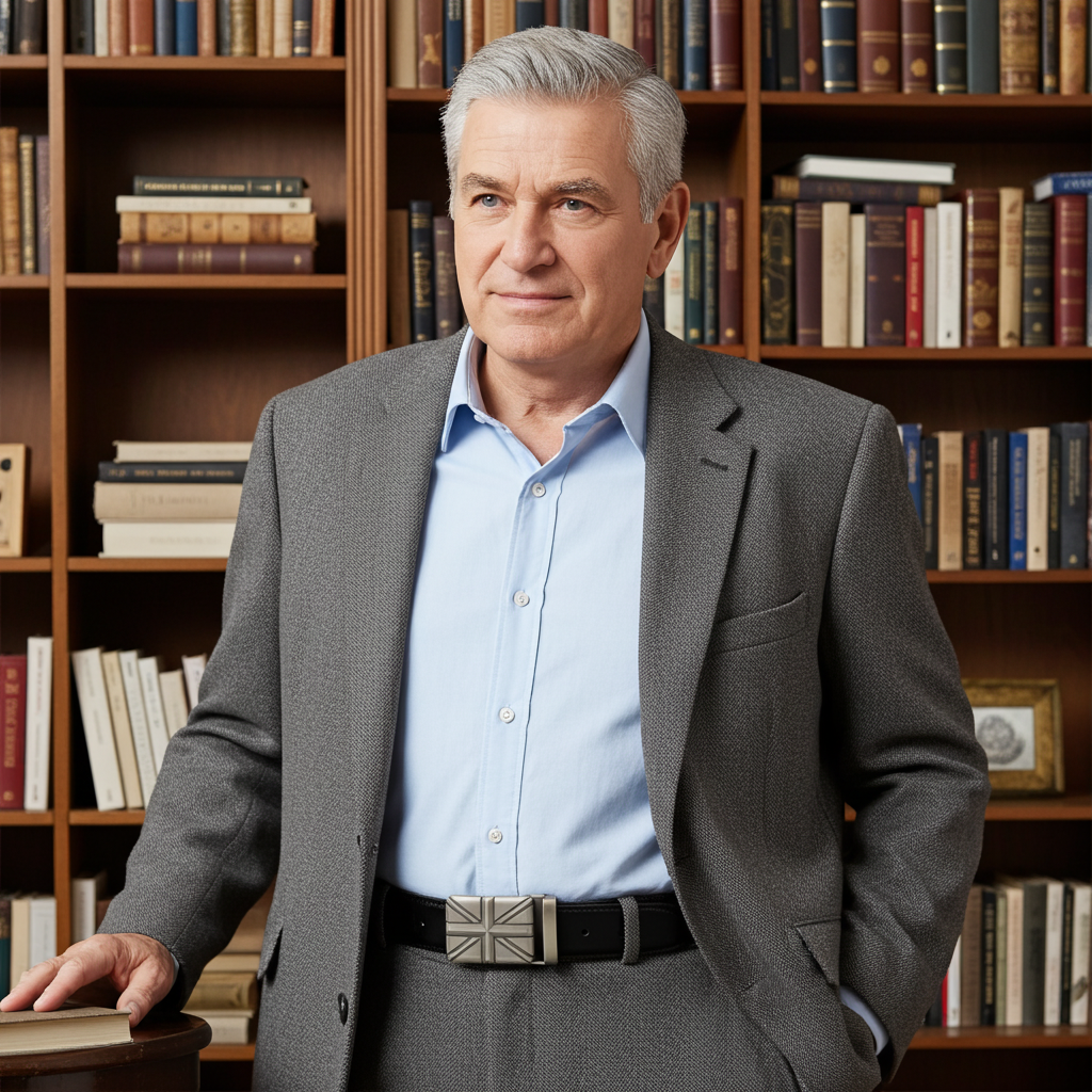 QHA Mens Union Jack British Flag 35mm Leather Ratchet Belt Automatic Buckle Q53