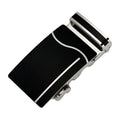 QHA Mens Automatic Sliding Belt Buckle Black Silver for 35mm Ratchet Belts A09 - QHA UK