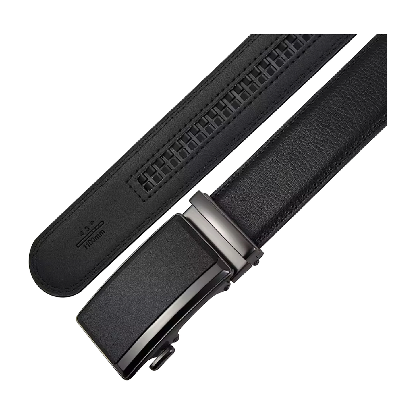 QHA Mens 35mm Ratchet Leather Belt, Gunmetal Brushed Plate Automatic Buckle Q75 - QHA UK