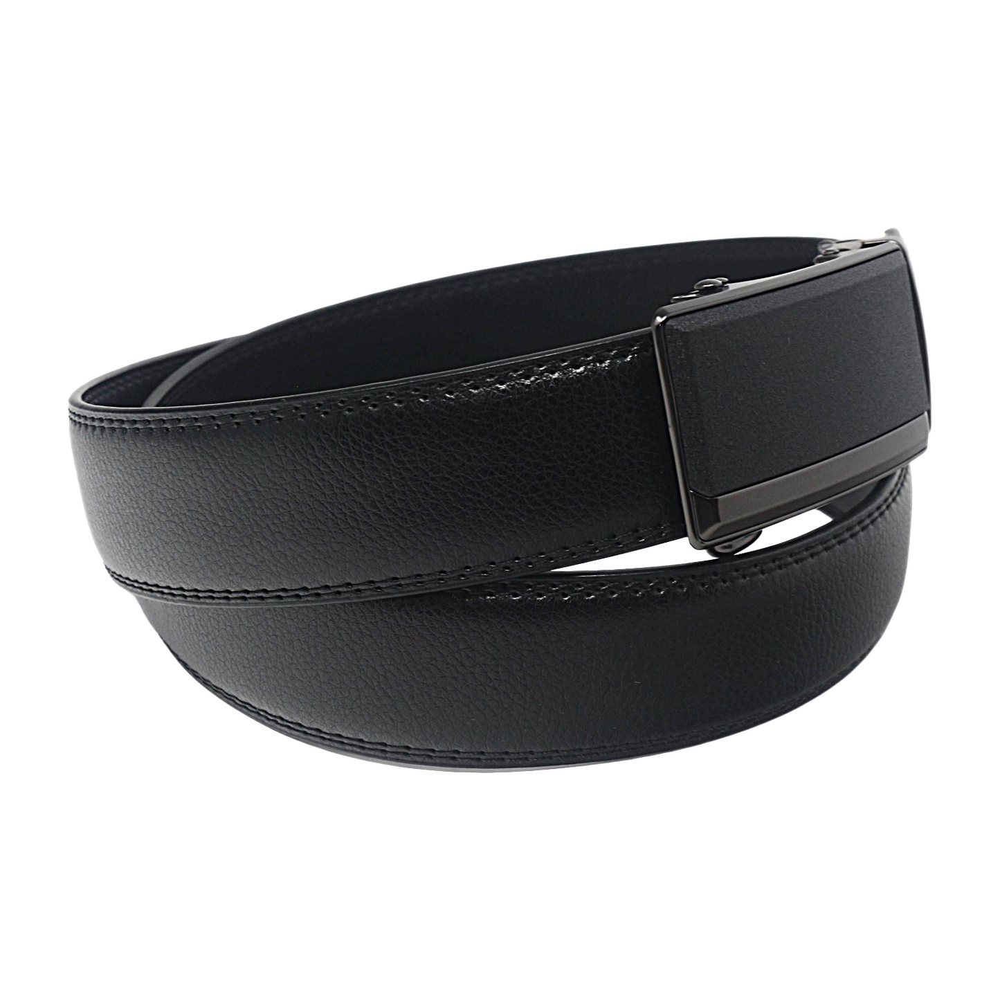 QHA Mens 35mm Ratchet Leather Belt, Gunmetal Brushed Plate Automatic Buckle Q75 - QHA UK