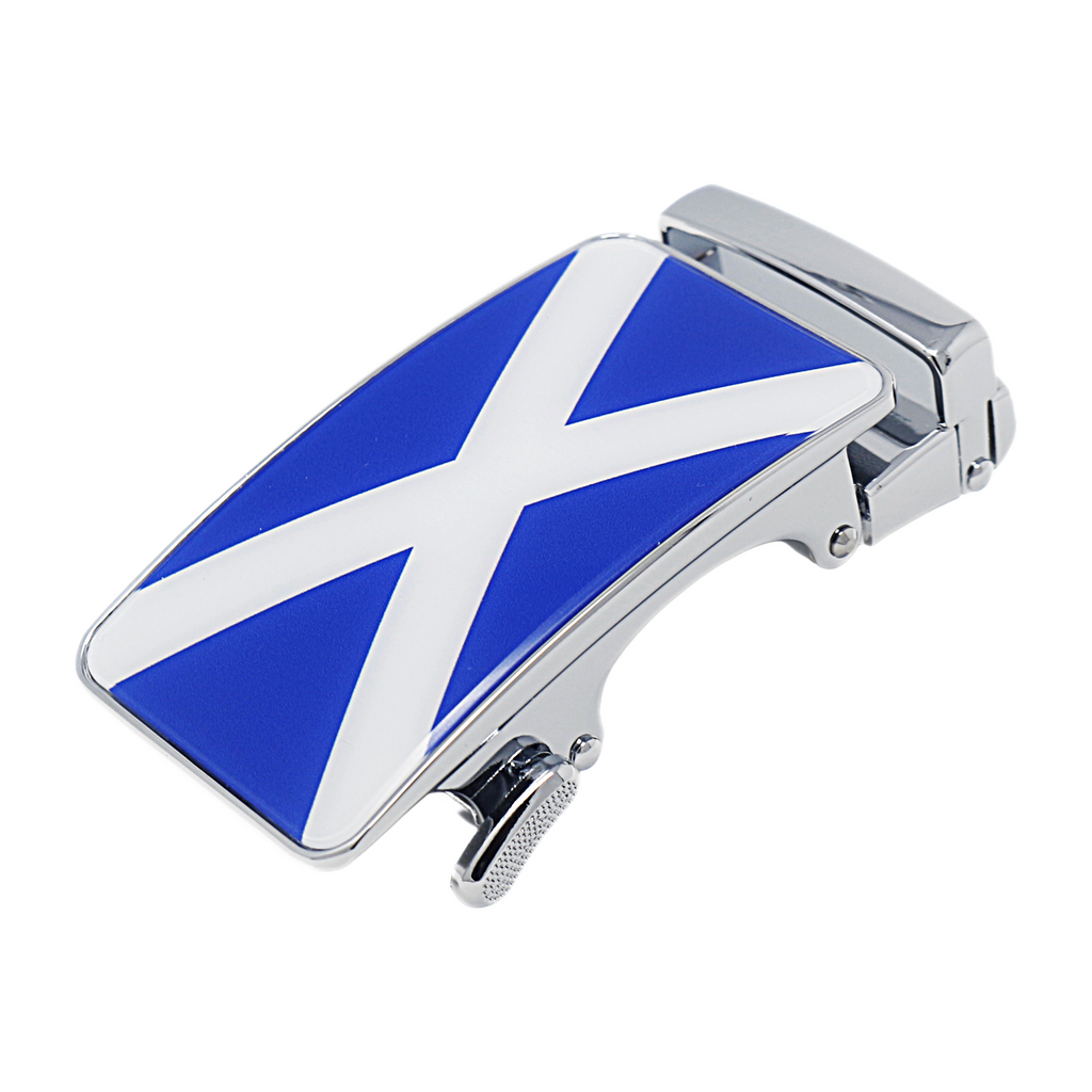 Mens Automatic Sliding Scottish Flag Belt Buckle for 35mm Wide Ratchet Belts A17