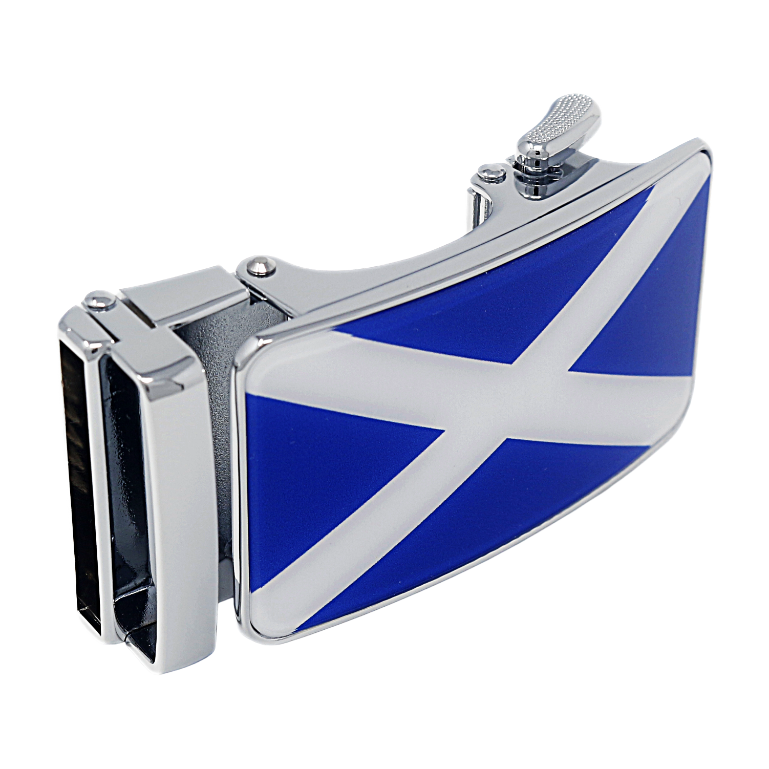 Mens Automatic Sliding Scottish Flag Belt Buckle for 35mm Wide Ratchet Belts A17