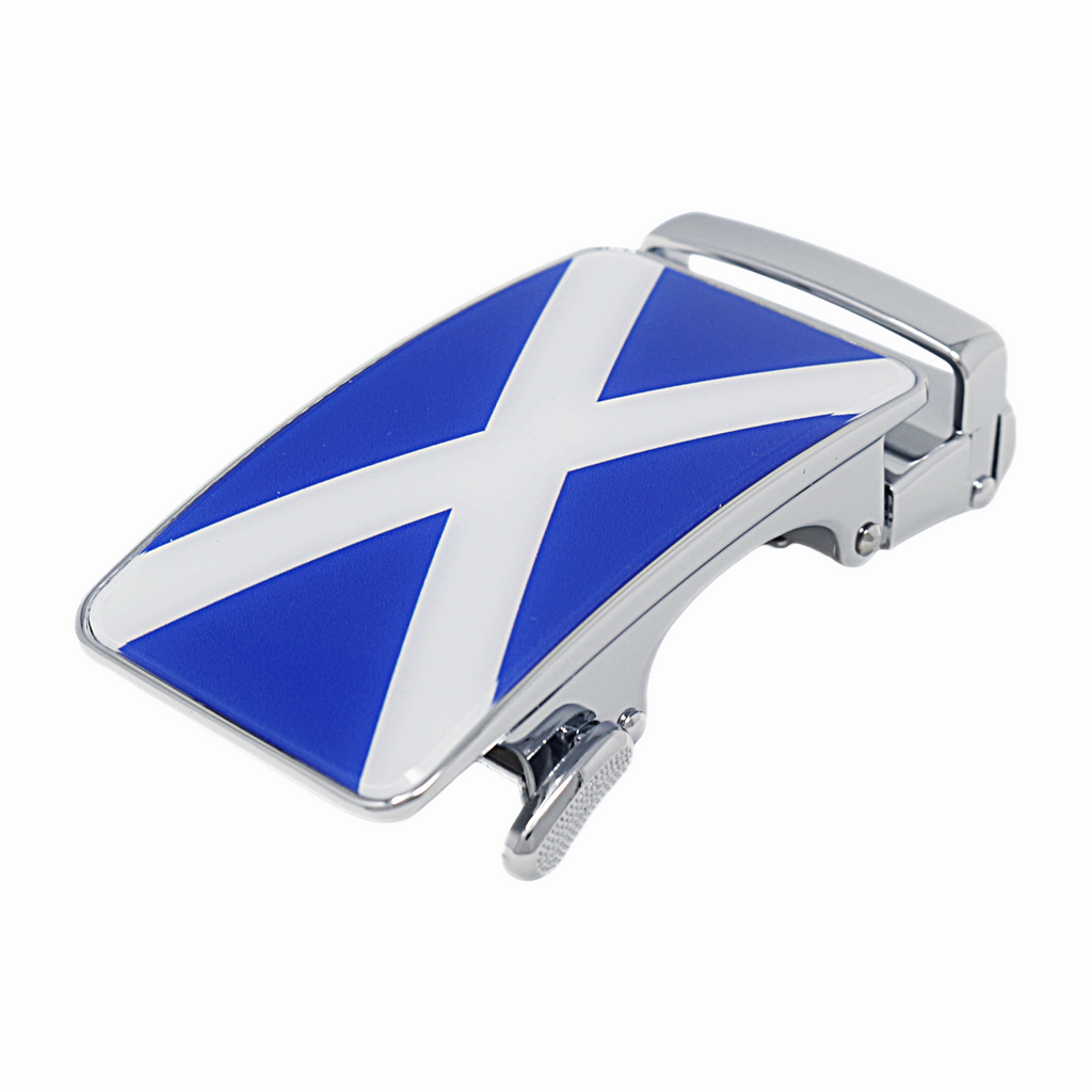 Mens Automatic Sliding Scottish Flag Belt Buckle for 35mm Wide Ratchet Belts A17