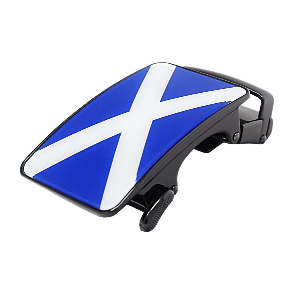 Mens Automatic Sliding Scottish Flag Belt Buckle for 35mm Wide Ratchet Belts A18