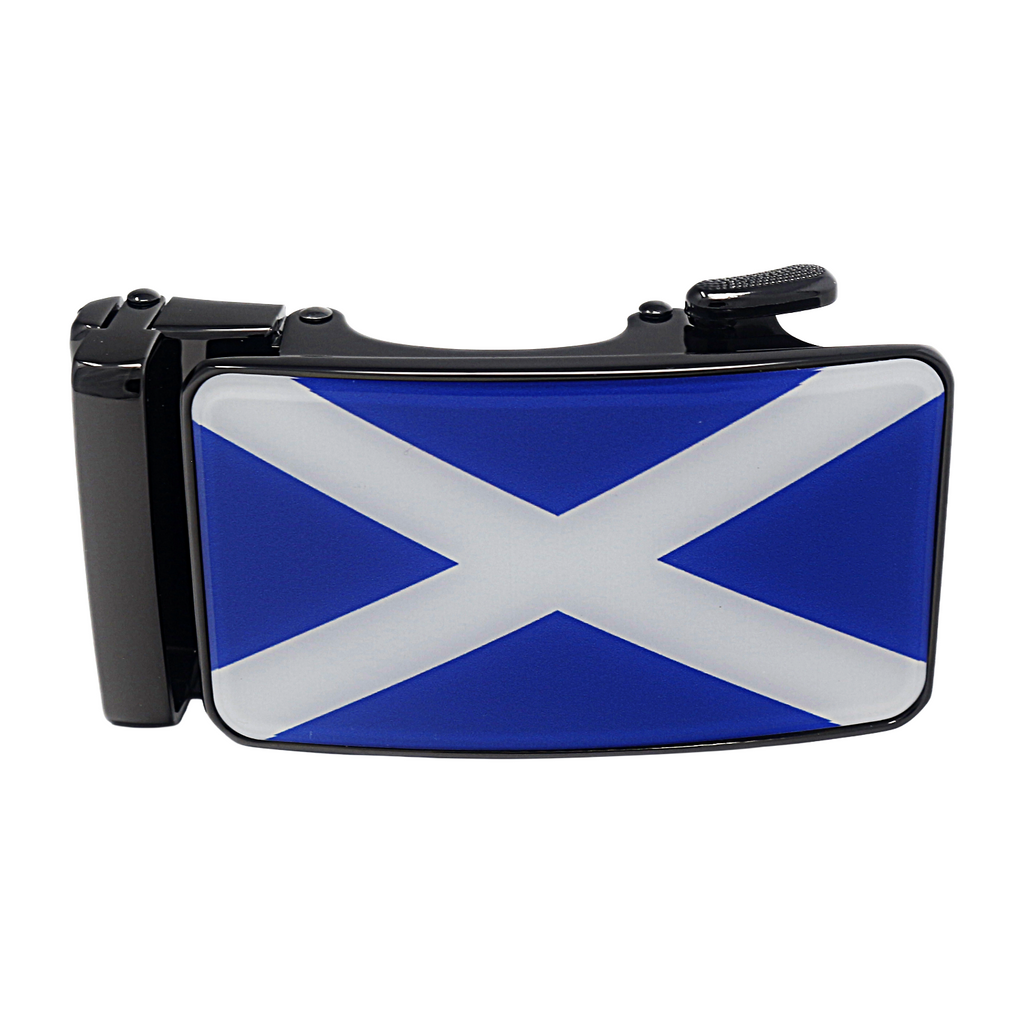 Mens Automatic Sliding Scottish Flag Belt Buckle for 35mm Wide Ratchet Belts A18