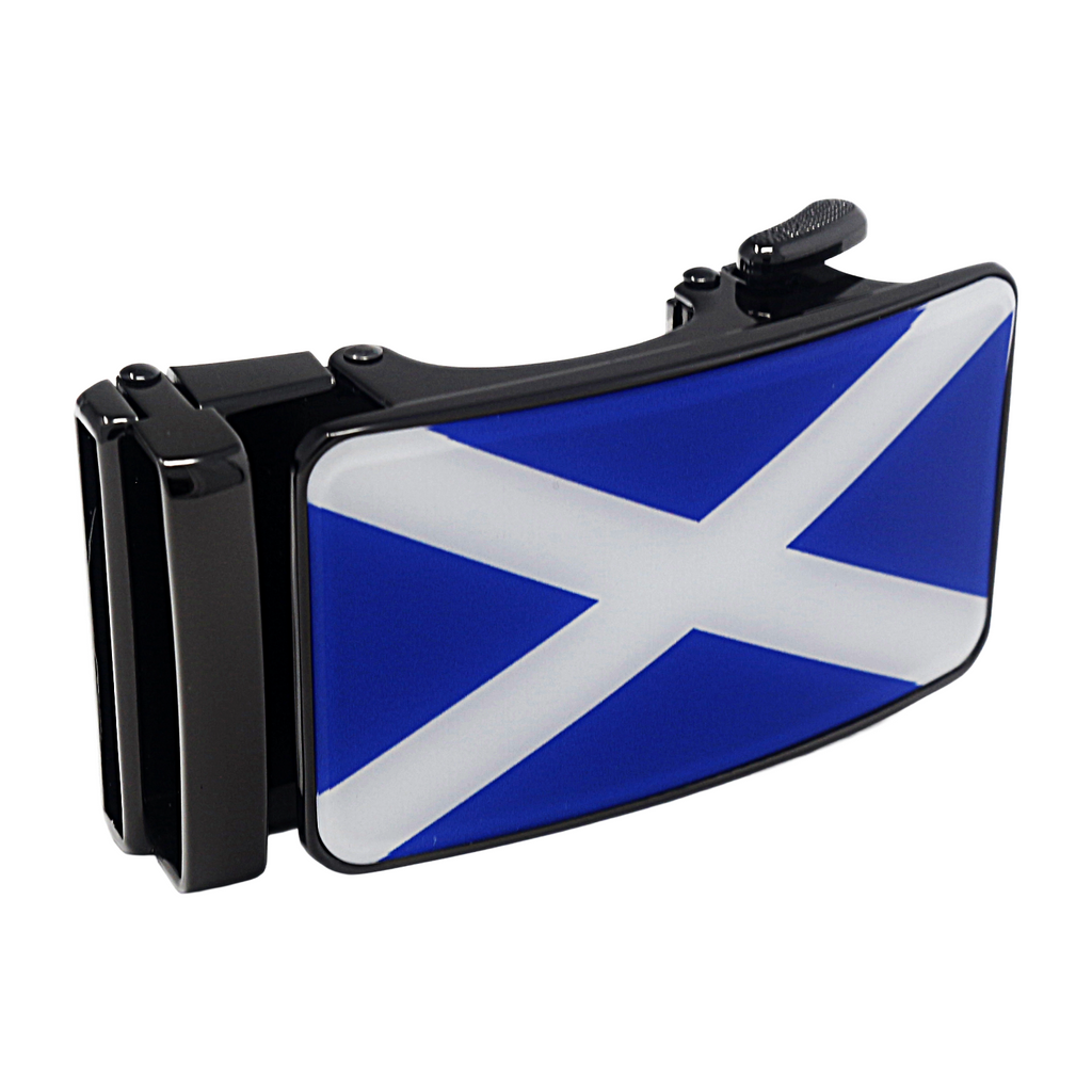 Mens Automatic Sliding Scottish Flag Belt Buckle for 35mm Wide Ratchet Belts A18