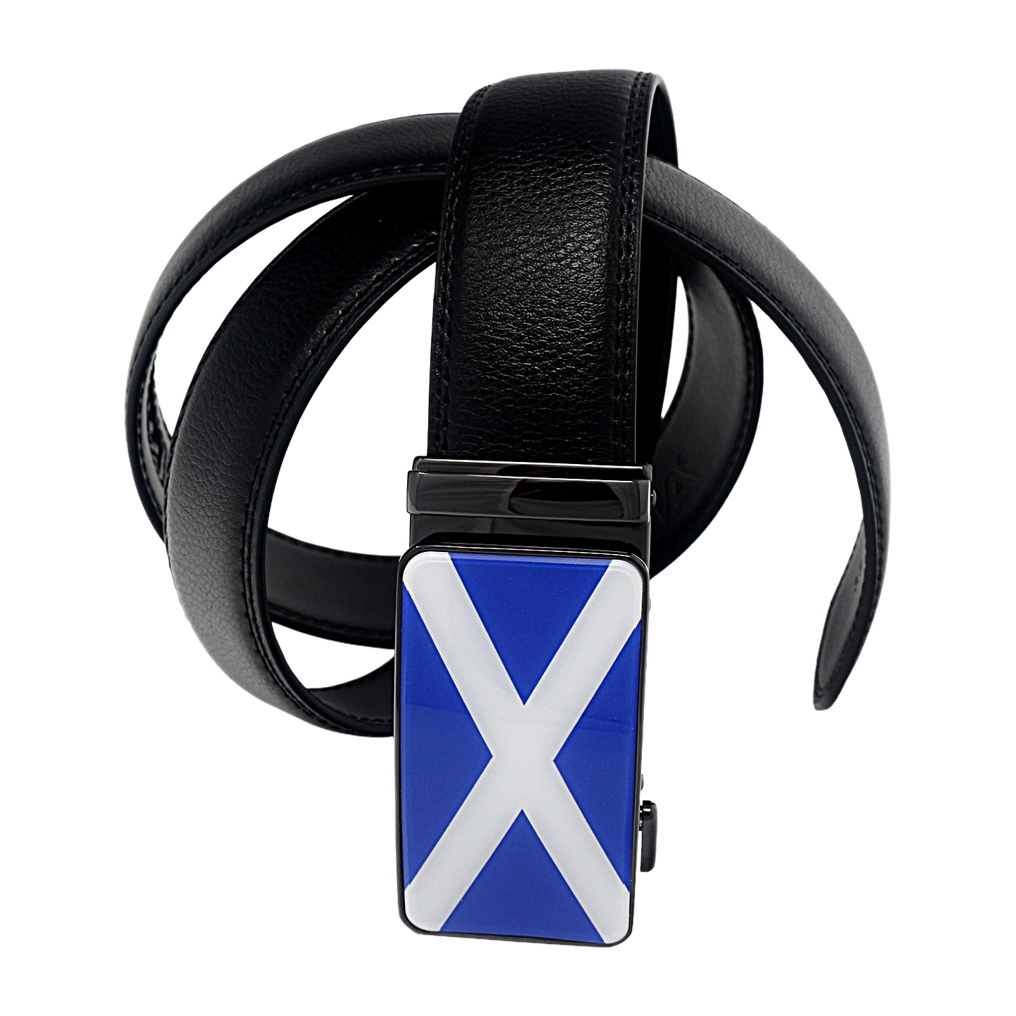 QHA Men's Scottish Saltire Flag Ratchet Belt 35mm Holeless Q70