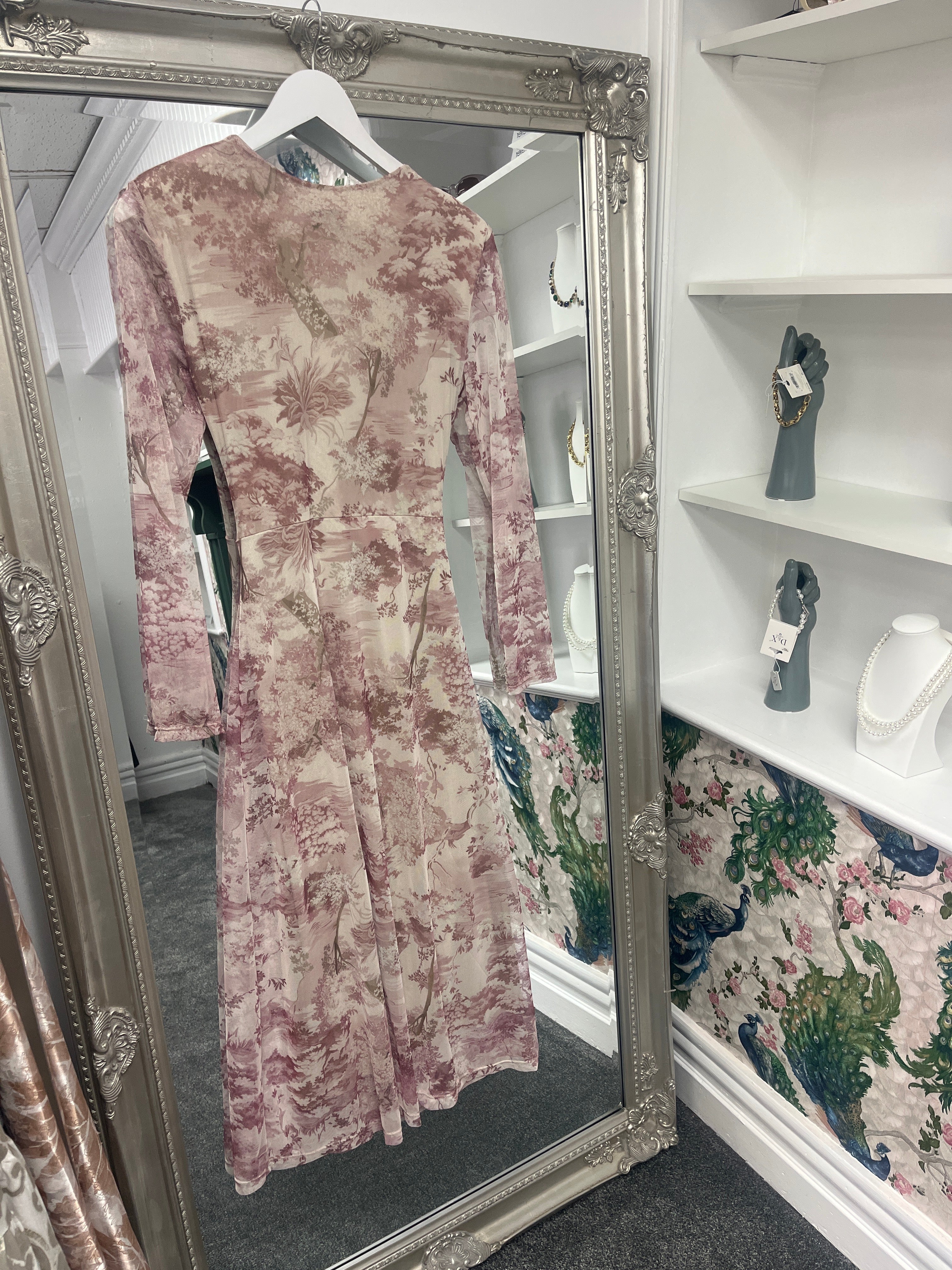 Long Sleeve Cross Over Dress Pink | One Size 8–14