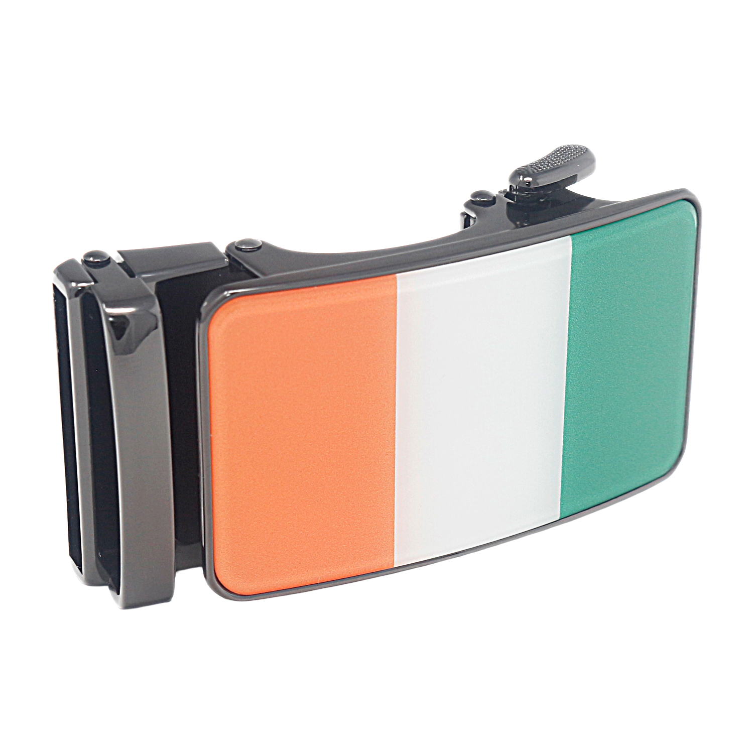 Mens Automatic Sliding Irish Flag Belt Buckle for 35mm Wide Ratchet Belts A26