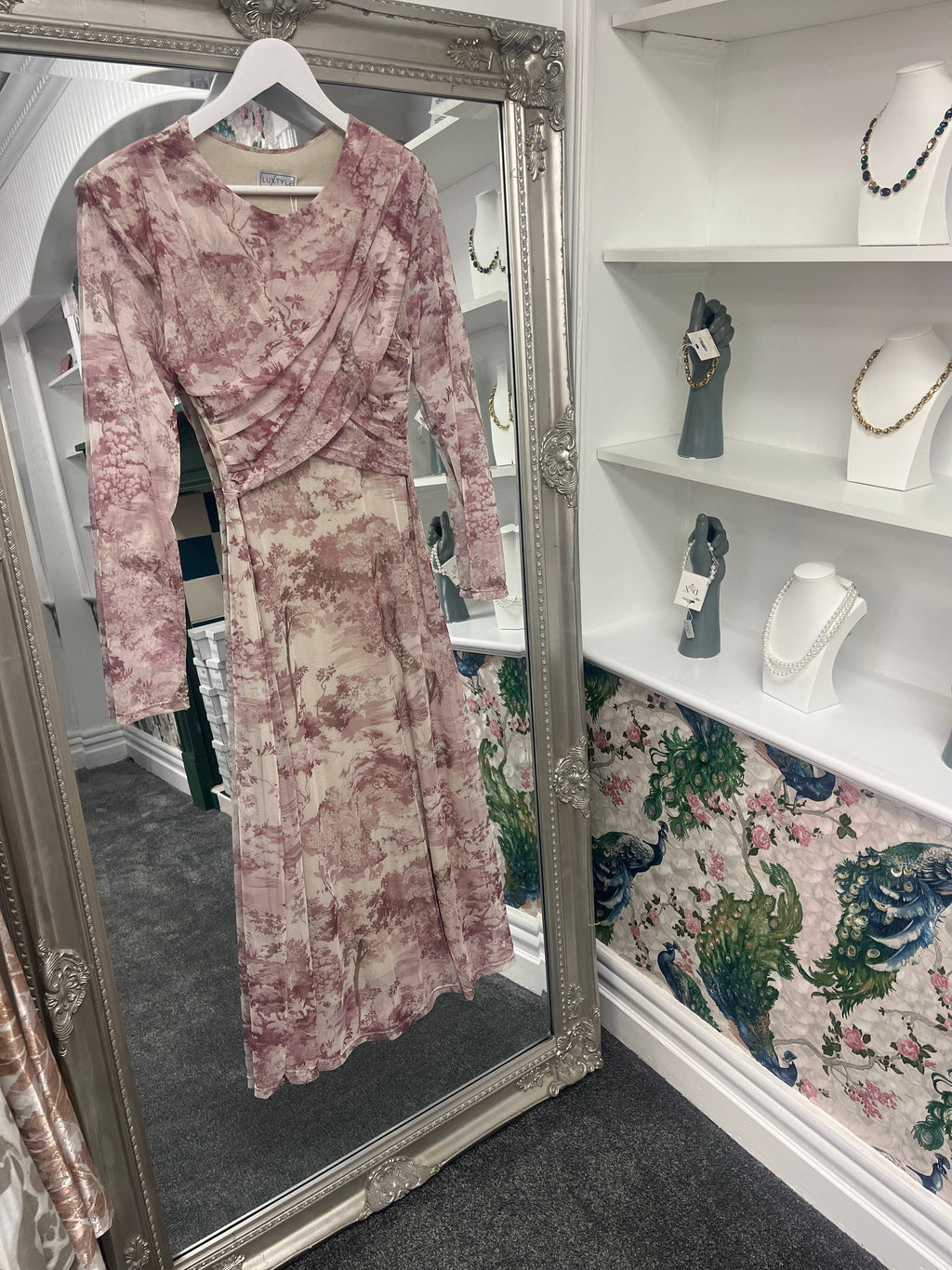 Long Sleeve Cross Over Dress Pink | One Size 8–14