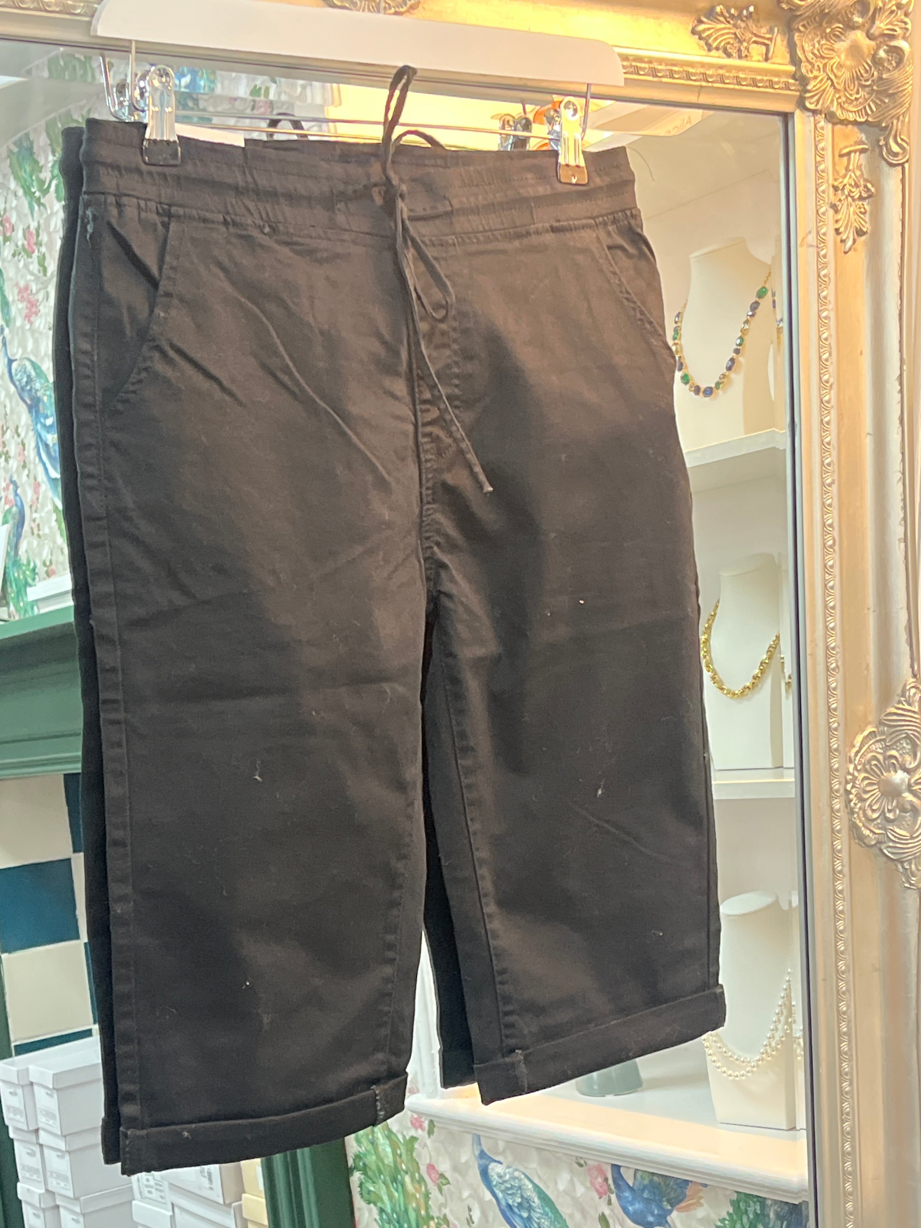 G-Smack Women’s Black Denim Shorts | Casual Drawstring Mid-Length Jean Shorts (Sizes 10–22)