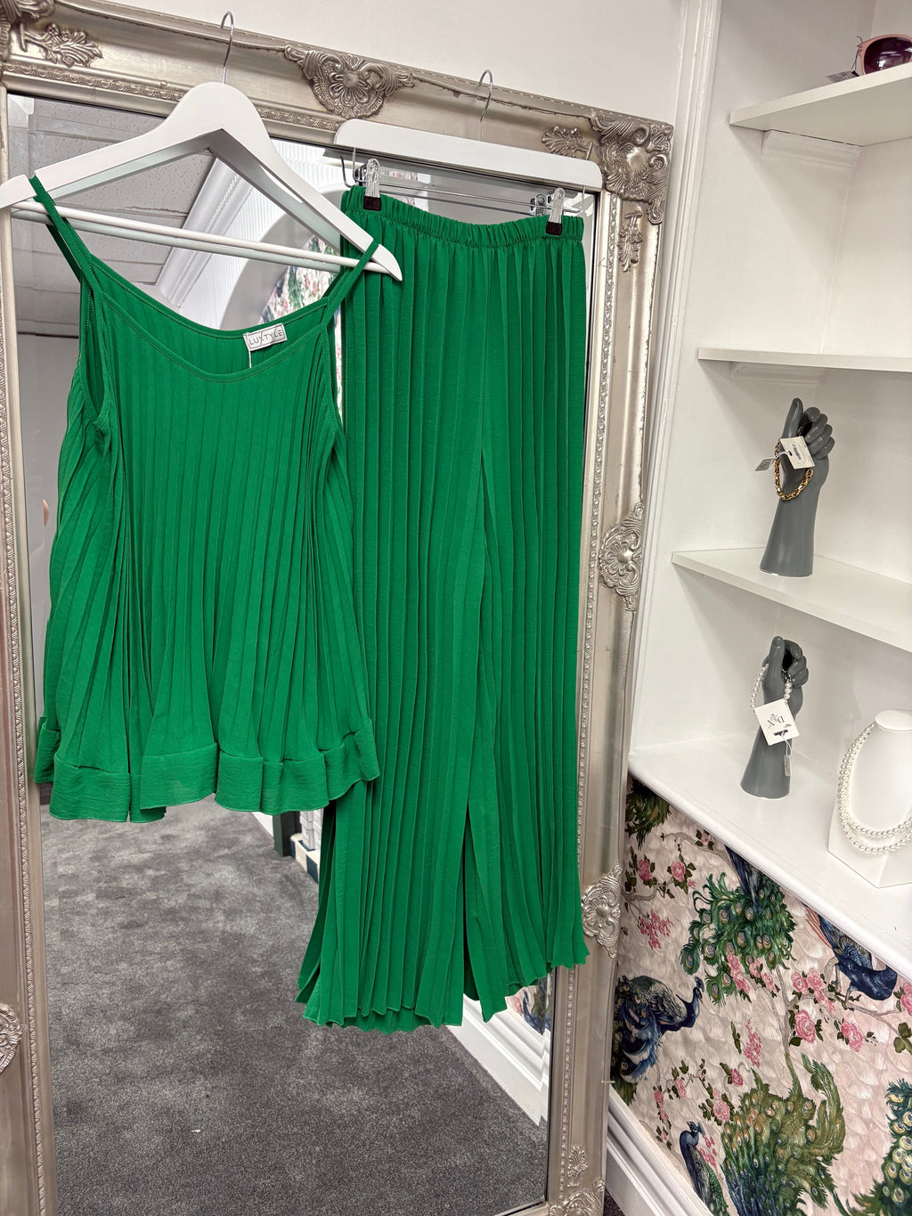 Luxtyle Pleated Co-ord Set | Top & Wide Leg Trousers | One Size 8-18