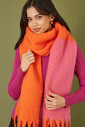 Yumi Pink And Orange Colour Block Scarf - QHA UK