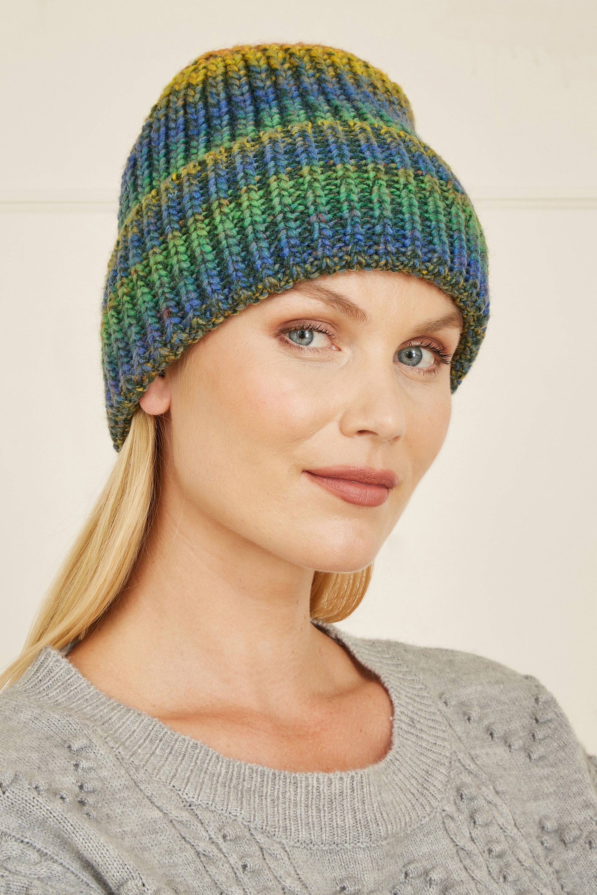 Yumi Multi Knitted Ombre Beanie Hat