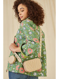Yumi Beige Quilted Camera Bag With Cross Body Woven Strap - QHA UK