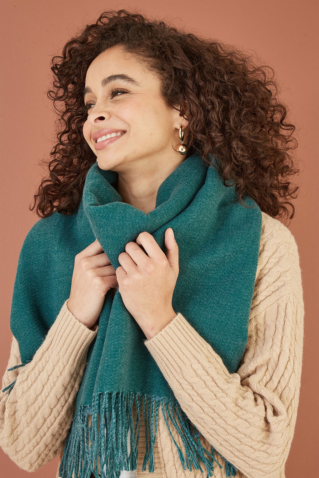 Yumi Blue Two Tone Scarf - QHA UK