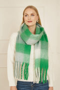 Yumi Green Check Fluffy Scarf - QHA UK