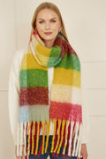 Yumi Multicolour Check Fluffy Scarf - QHA UK
