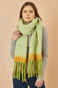 Yumi Green Colour Block Scarf - QHA UK