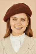 Yumi Brown Soft Knitted Beret - QHA UK