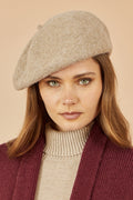 Yumi Oatmeal Soft Knitted Beret - QHA UK