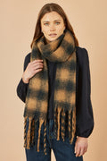 Yumi Brown Check Soft Scarf - QHA UK