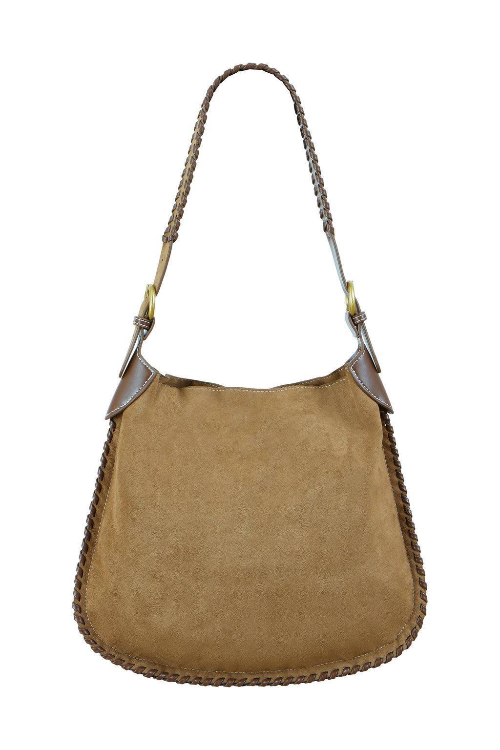Yumi Tan Faux Suede Stitching Detail Bag