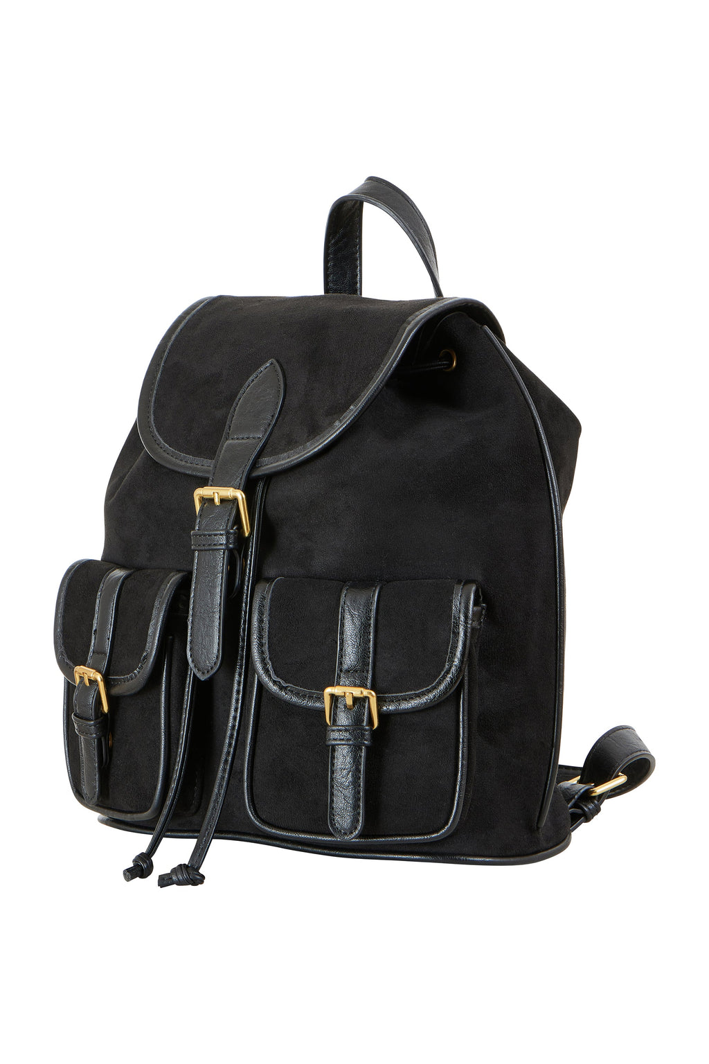 Yumi Black Faux Suede Pocket Rucksack