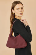 Yumi Burgundy Shoulder Bag With Buckle Strap - QHA UK