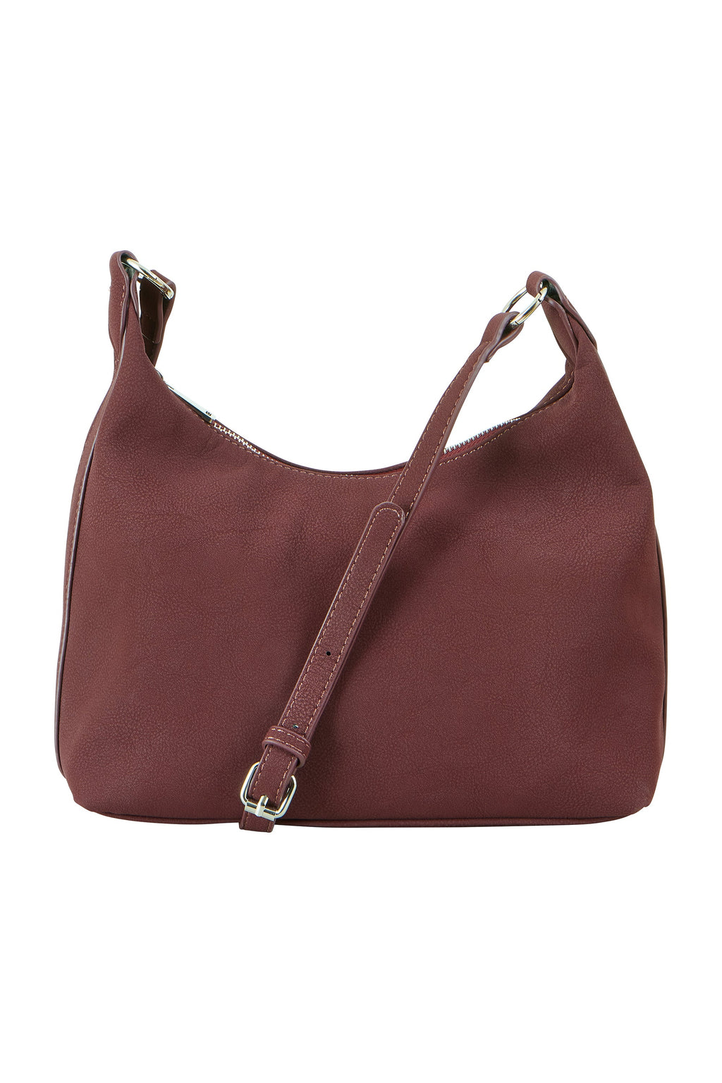 Yumi Burgundy Shoulder Bag With Buckle Strap